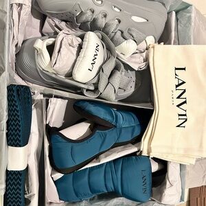 Lanvin Gray and Blue Sneakers with Sporty Elegance. 2 Shoes In One. 2 color-way